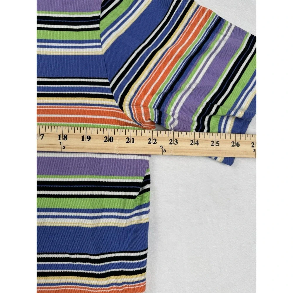 Polo Golf Ralph Lauren Stripe Polo Shirt‎ Blue Multicolor Size L Y2K Pima Cotton